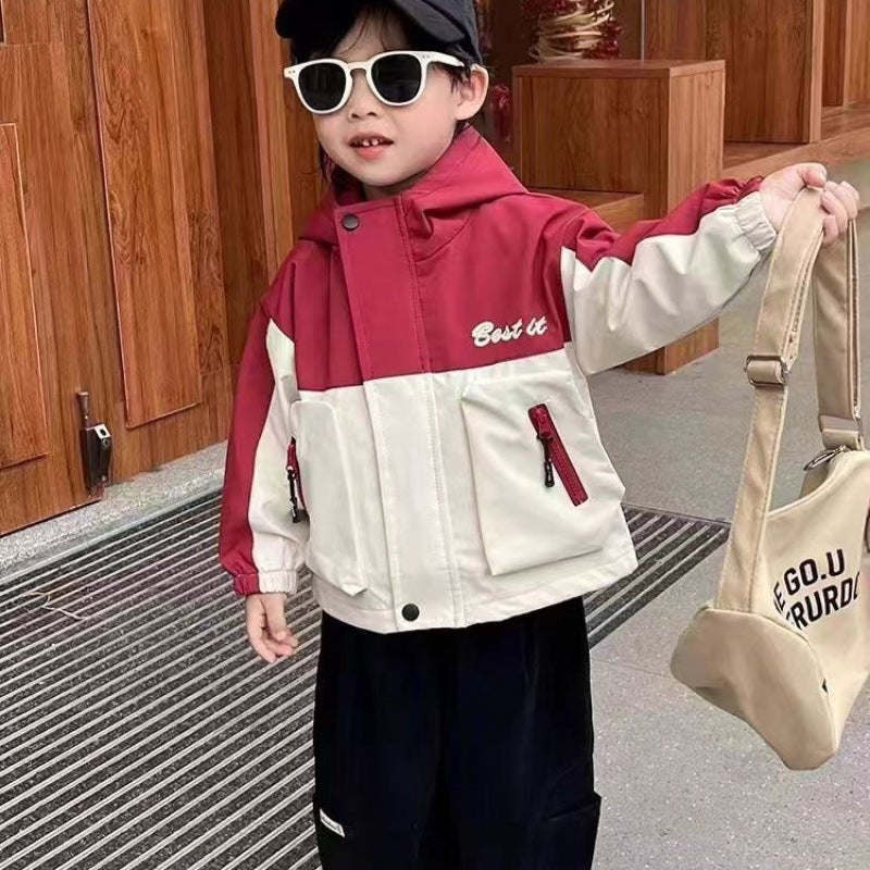 Children'S Jacket Spring Western Style Baby Boy Handsome Loose Hooded Top - Image 1