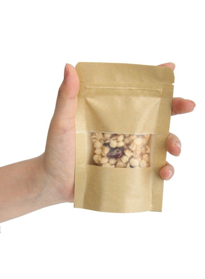 Blisstime Stand Up Pouch Bags 50 Pack Kraft Pouch With Tear Notch And Matte Window Heat Sealable Zip Lock Food Storage Bag (3.5" X 5.5")  - Image 4
