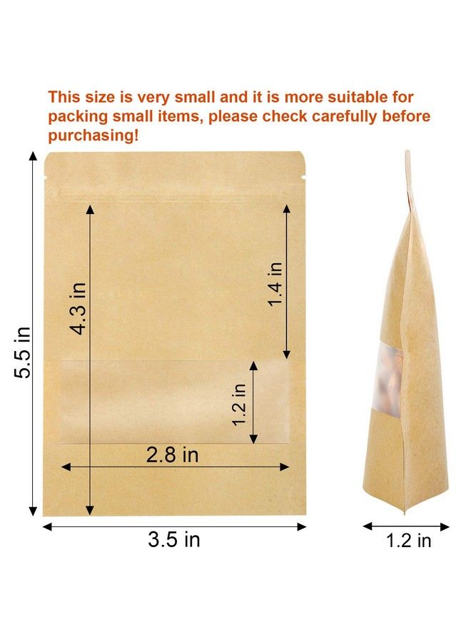 Blisstime Stand Up Pouch Bags 50 Pack Kraft Pouch With Tear Notch And Matte Window Heat Sealable Zip Lock Food Storage Bag (3.5" X 5.5")  - Image 3