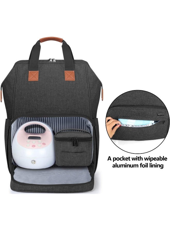 لوكسجا Luxja Breast Pump Bag with Compartments for Cooler Bag and Laptop, Breast Pump Backpack with 2 Options for Wearing (Fits Most Major Breast Pump, Suitable for Working Mothers), Black - Image 2