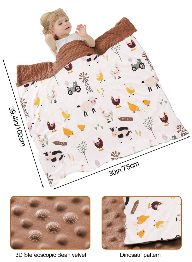 URbazaar Baby Blanket for Boys Soft Lightweight Minky Blanket with Double Layer Dotted Backing for Infant Toddler Nursery Crib with Cute Farm Animals Design 30 x 40 Inch - Image 2