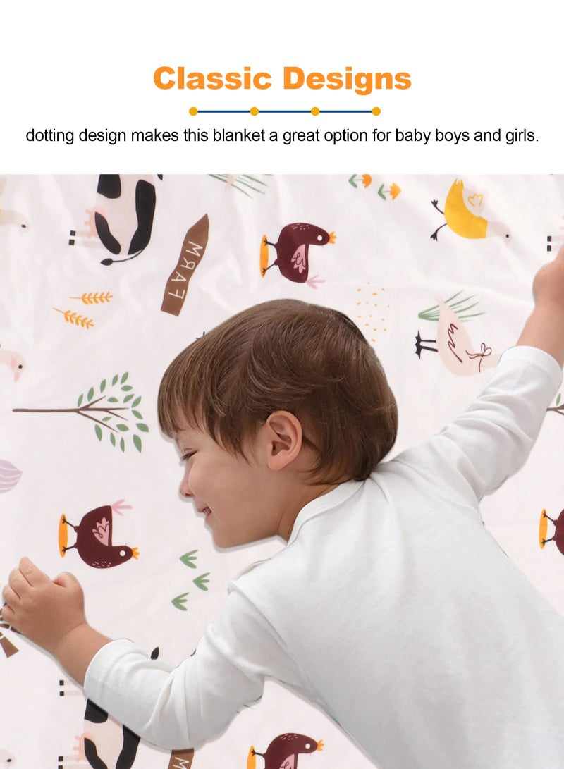 URbazaar Baby Blanket for Boys Soft Lightweight Minky Blanket with Double Layer Dotted Backing for Infant Toddler Nursery Crib with Cute Farm Animals Design 30 x 40 Inch - Image 5