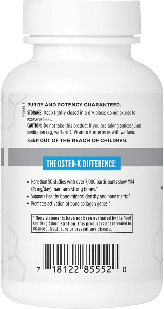 NBI أوستيو ك دعم العظام فيتامين د ك مع مكمل سترات الكالسيوم 45 ملغ فيتامين ك2 MK4 لصحة العظام القوية 180 كبسولة نباتية - Image 3