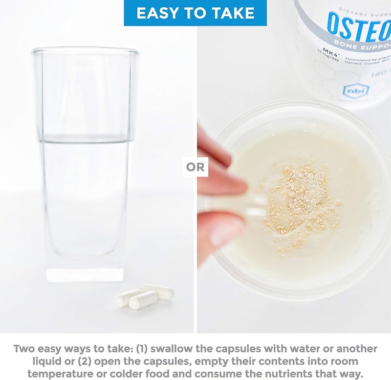 NBI أوستيو ك دعم العظام فيتامين د ك مع مكمل سترات الكالسيوم 45 ملغ فيتامين ك2 MK4 لصحة العظام القوية 180 كبسولة نباتية - Image 5