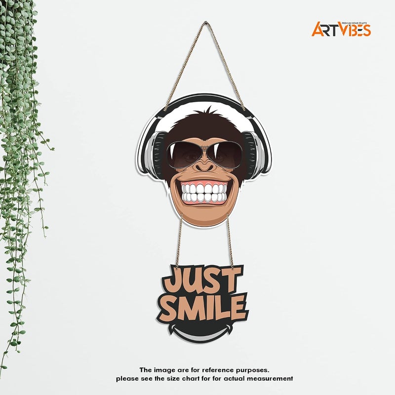 آرتفيب Monkey Smile معلقة حائط خشبية لديكور المنزل | قطع ديكور خشبية | ديكور حديث | قطع معلقة على الحائط للديكور | طباعة فنية جدارية | معلقات فنية | هدايا فريدة (WH_5707N) - Image 4