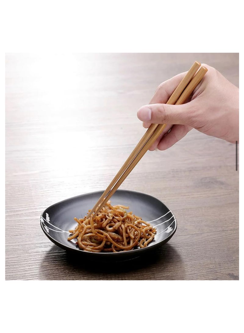 Chopsticks Wood 10 Pairs Handmade Chopsticks Reusable Natural Wooden Chopstick Washable - Image 3