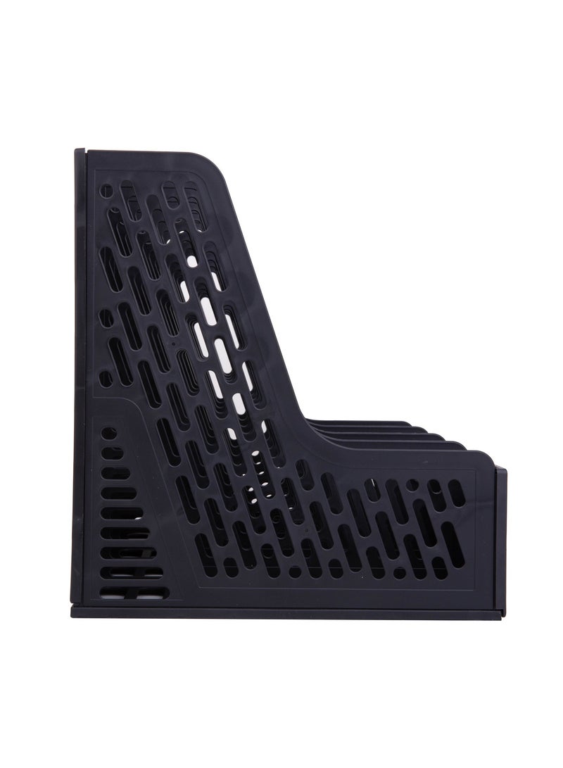 Deli Deli E9846 Magazine Holder, 4 Compartments, Durable PP Material, Black, Removable Design, Index Label for Organization, Office & Home Storage, 1PCS/OPP Bag - Image 4