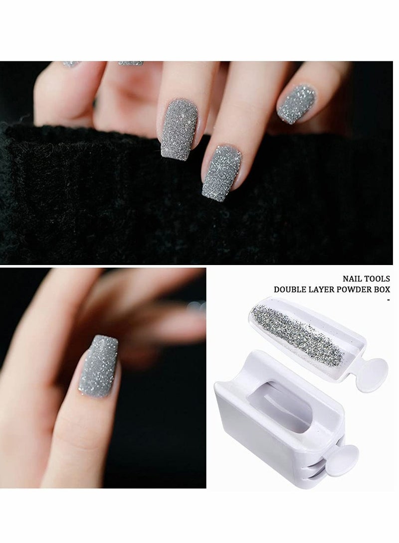 Portable Dip Powder Recycling Tray with Scoop, Nail Dip Container for DIY Nail Art, Includes Soft Colorful Brush for Manicure and Molding, Ideal Storage Box Tool. - Image 2