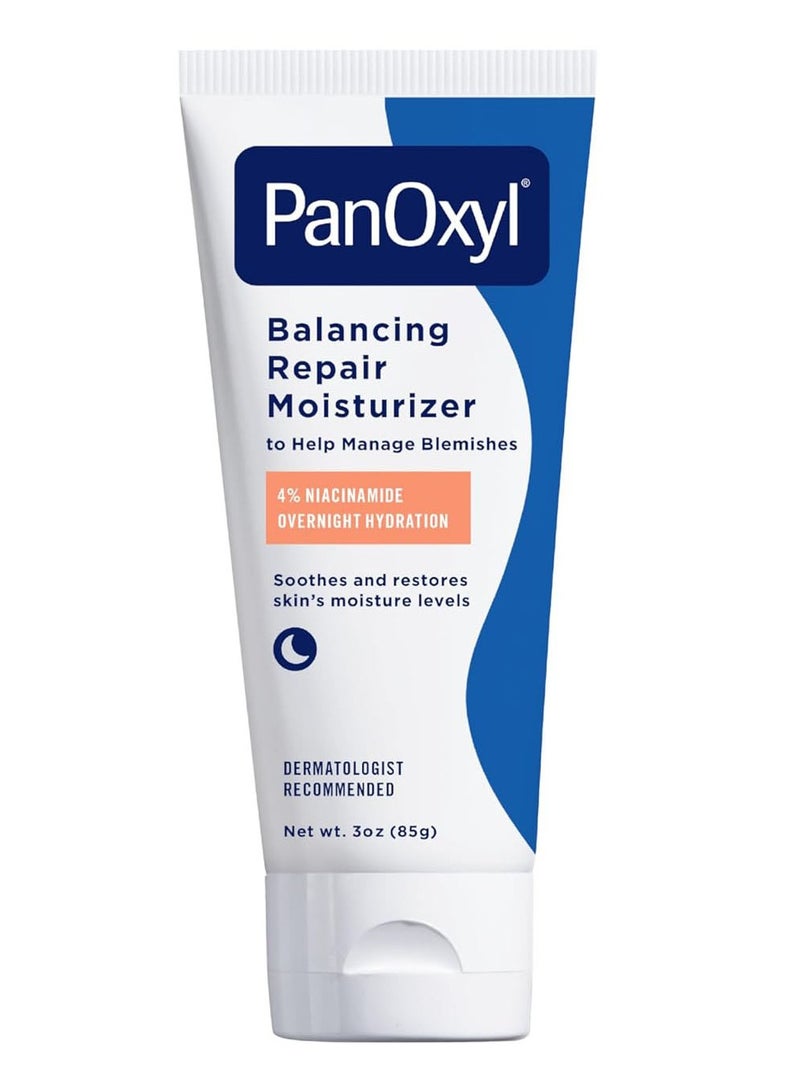 PanOxyl PM Balancing Repair Moisturizer with Niacinamide, Ceramides and Cica, Hydrating Face Moisturizer, Acne Prone Skin and Dry Skin, Non-Comedogenic Night Face Moisturizer, 3 oz 85grams - Image 1