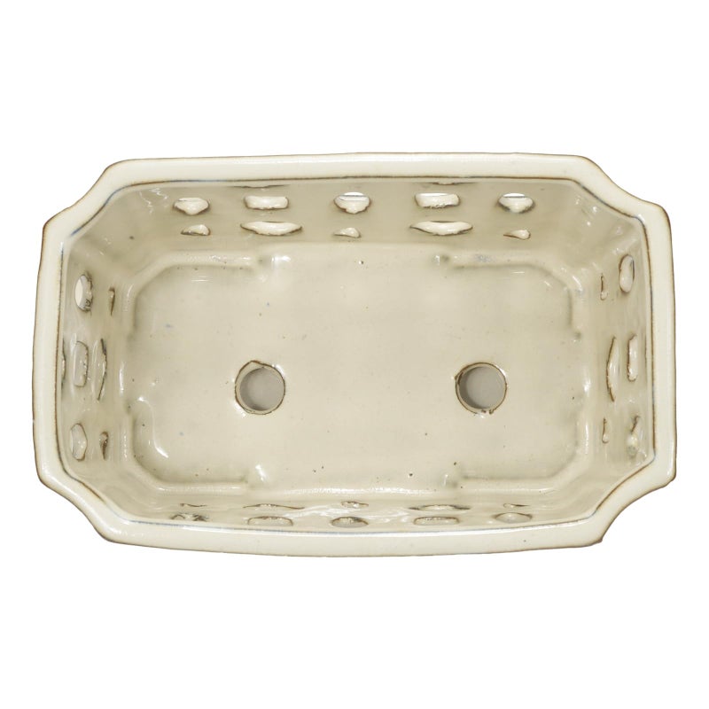 w w W&W Orchid Pot with Holes and Saucer for Repotting, Cream White, 9.7 Inch - Image 4