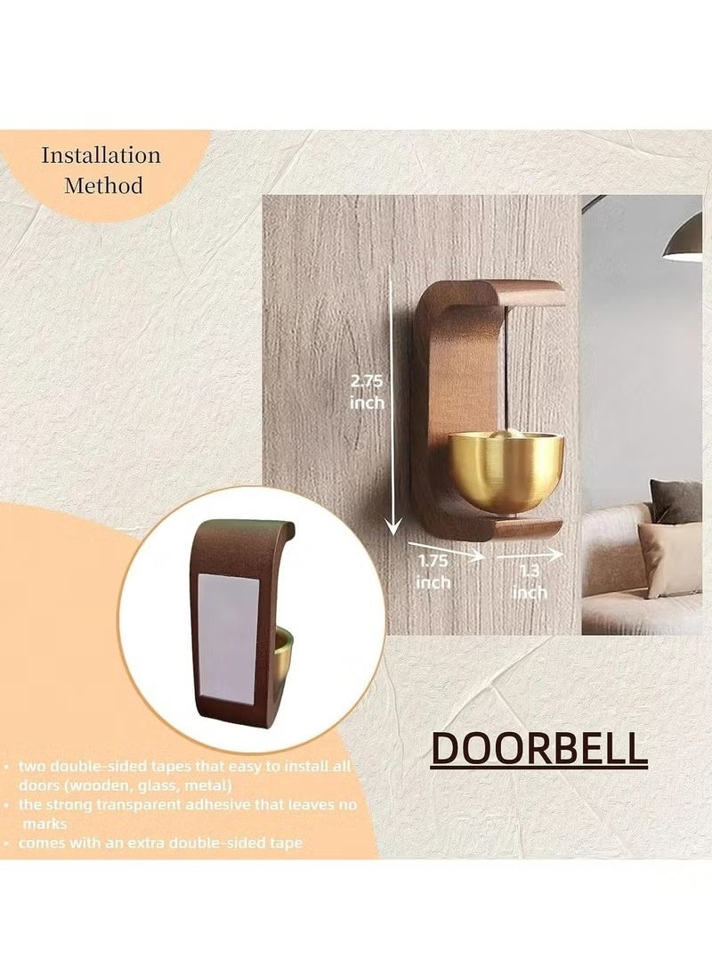 Generic Shopkeepers Bell for Door Opening, Compact Wooden Doorbell with Easy Install Tape, Ideal for Shops & Homes.  - Image 2