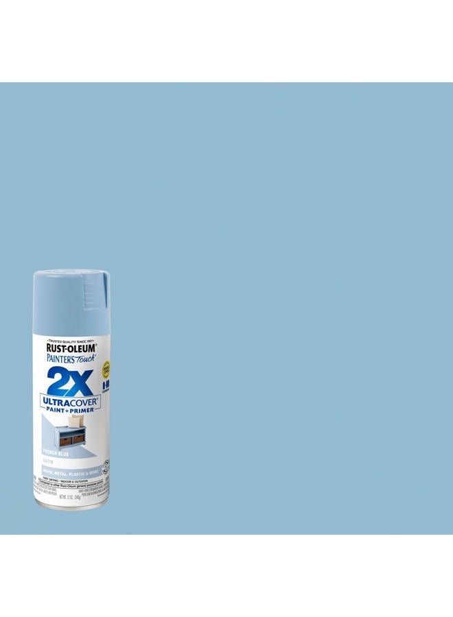 RUST-OLEUM 334088 Painter's Touch 2X Ultra Cover Spray Paint, 12 oz, Satin French Blue - Image 2