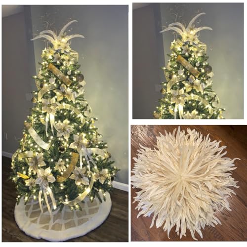 Shekyeon 12-14inch Rooster Tail Feather Used Hats Costume Decoration Pack of 50(Beige/Ivory) - Image 4