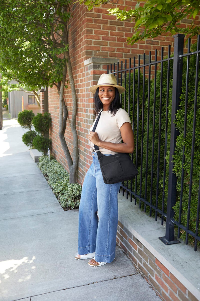 Baggallini womens Over Crossbody Cross Body Handbag, Black/Sand, One Size US - Image 2