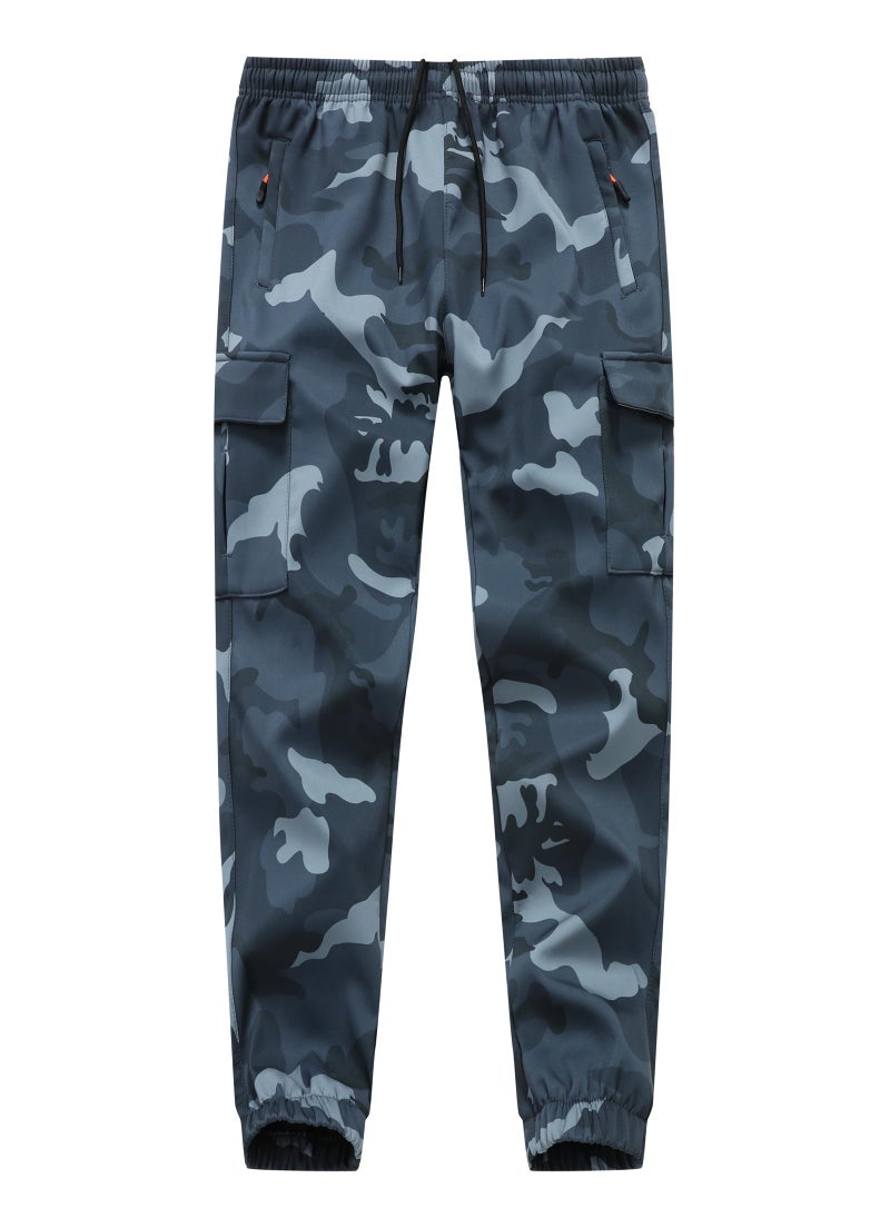 WaltZon Boys Girls Snow Pants Waterproof Fleece Lined Ski Pants Kids Insulated Winter Hiking Pants Outdoor Softshell with Zipper Pockets(3801SnowCamo Gray08) - Image 1
