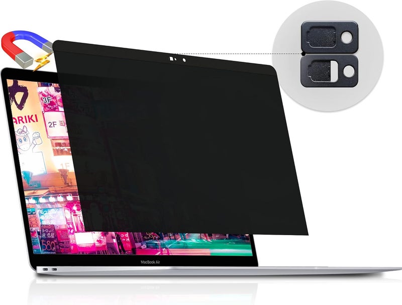 Peslv شاشة خصوصية Macbook Air 13 بوصة (2018-2021، M1)/Macbook Pro 13 بوصة (2016-2022، M1، M2)، واقي شاشة خصوصية قابل للإزالة مغناطيسيًا مضاد للوهج الأزرق مع غطاء كاميرا لجهاز Mac المحمول مقاس 13 بوصة - Image 1