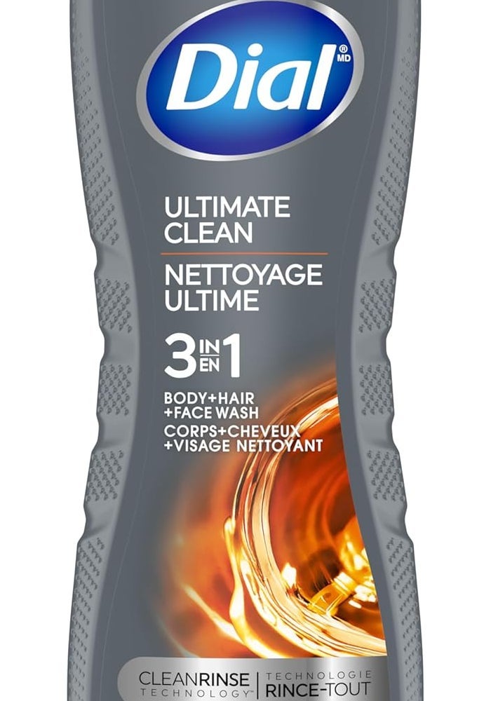 Dial Men Ultimate Clean 3-in-1 Body, Hair and Face Wash - Amber Wood Scent, 16 fl oz - Image 1