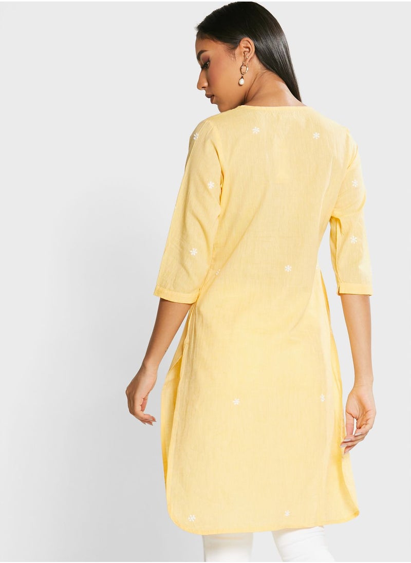 Fabindia - Pocket Detail Embroidered Kurti - Image 1