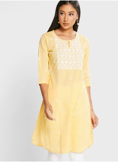 Pocket Detail Embroidered Kurti