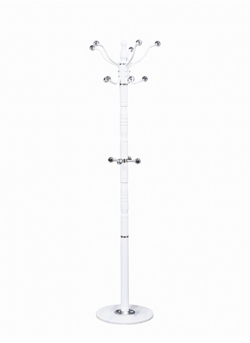 WT-EASYCARE Coat Hanger Clothes Stand | Hanging Pole Garment Rack |Towel, Blazer Hanger with Hooks | Multi-Purpose Steel Hooks Tree Rack | Standing Shelf Unit for Home, Bedroom Space (WHITE)