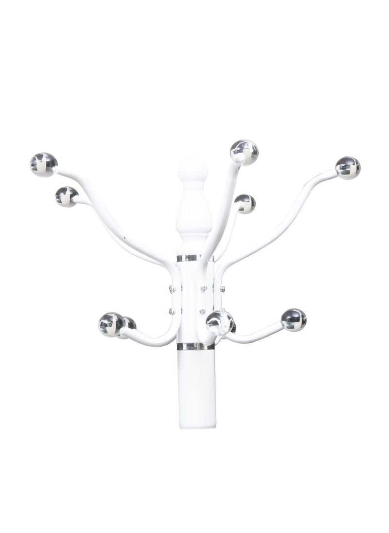 WT-EASYCARE Coat Hanger Clothes Stand | Hanging Pole Garment Rack |Towel, Blazer Hanger with Hooks | Multi-Purpose Steel Hooks Tree Rack | Standing Shelf Unit for Home, Bedroom Space (WHITE)