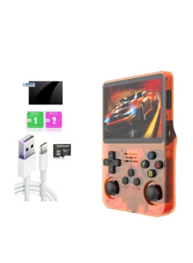 R36S Retro Handheld Game Console – 3.5" IPS Display, 64GB Built-in Memory, Rechargeable Battery, USB Charging, Portable Classic Gaming Player, Instant Play – Orange - Image 2