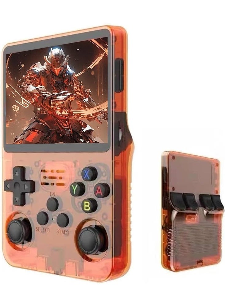R36S Retro Handheld Game Console – 3.5" IPS Display, 64GB Built-in Memory, Rechargeable Battery, USB Charging, Portable Classic Gaming Player, Instant Play – Orange - Image 1