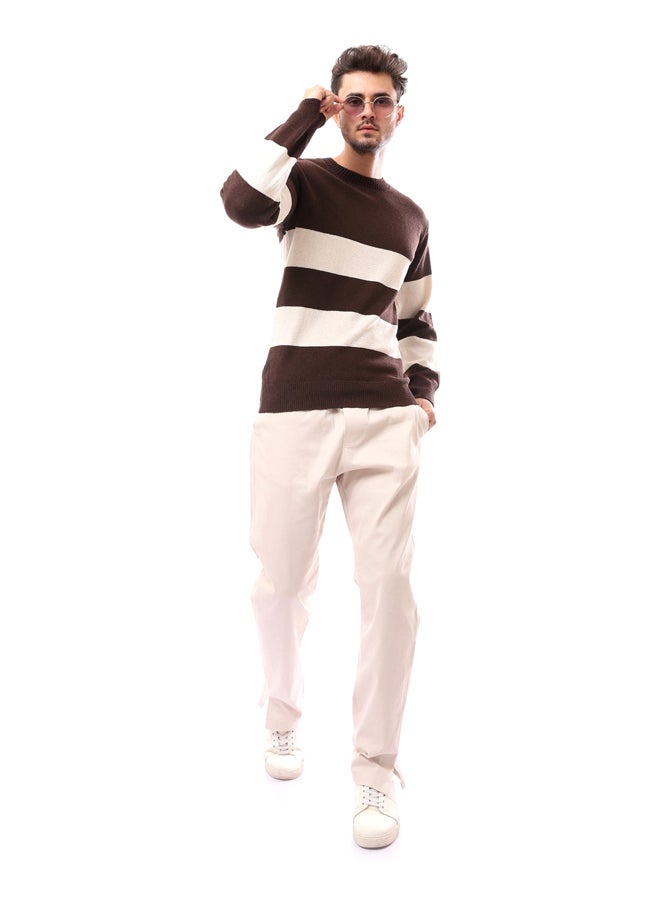 Andora Beige Patterned Slip On Round Neck Pullover_beige  - Image 2