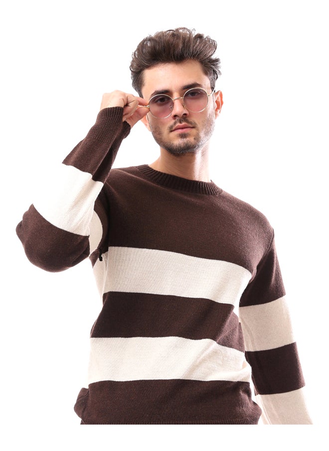 Andora Beige Patterned Slip On Round Neck Pullover_beige  - Image 5