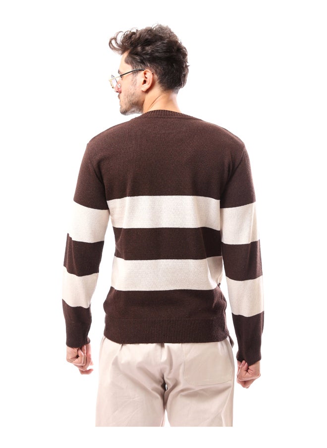 Andora Beige Patterned Slip On Round Neck Pullover_beige  - Image 4