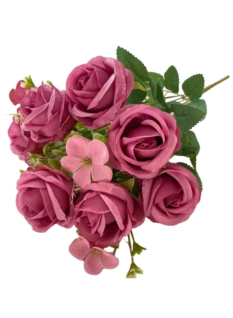 Huitich 7-Head Tulip Rose Decoration: Lifelike Artificial Flower Cameo Brown  - Image 1