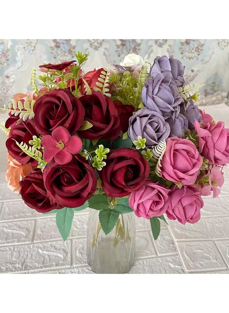 Huitich 7-Head Tulip Rose Decoration: Lifelike Artificial Flower Cameo Brown  - Image 2