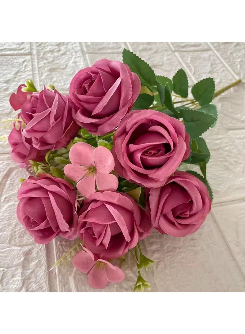 Huitich 7-Head Tulip Rose Decoration: Lifelike Artificial Flower Cameo Brown  - Image 4