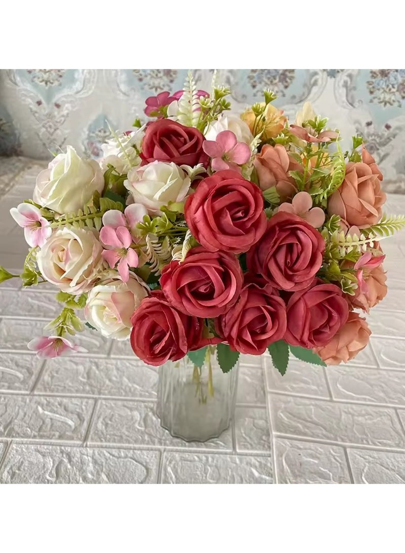 Huitich 7-Head Tulip Rose Decoration: Lifelike Artificial Flower Cameo Brown  - Image 3