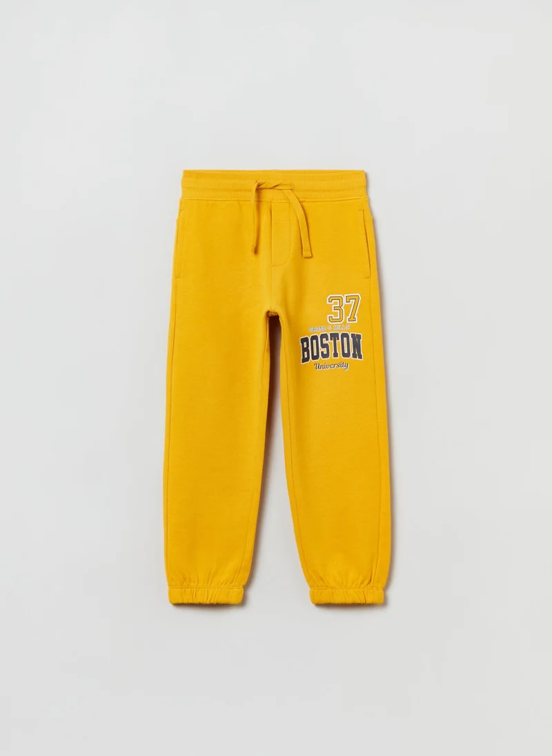 او في اس Fleece Joggers With Drawstring And Print