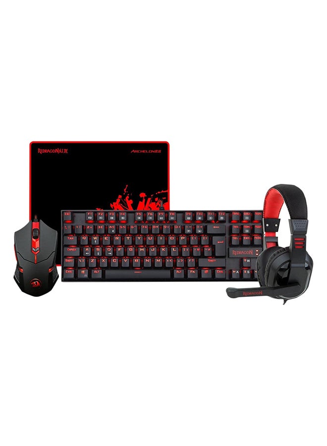 ريدراجون Redragon K552-BB لوحة مفاتيح وماوس للألعاب، لوحة ماوس كبيرة، سماعة ألعاب كمبيوتر مع ميكروفون كومبو 87 لوحة مفاتيح ميكانيكية مع مفاتيح زرقاء لألعاب الكمبيوتر التي تعمل بنظام Windows - رأس لوحة ماوس لوحة المفاتيح - Image 1