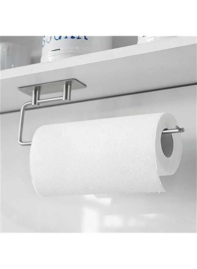 Paper Towel Holder Wall Mount - 3M Adhesive Paper Towel Rack Dispenser Under Cabinet, No Drilling and Screws for Easy Install, Great for Kitchen, Bathroom (11.8 x 3.3) (Silver) - Image 2
