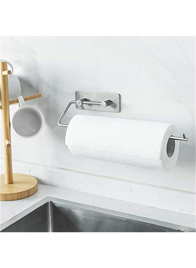Paper Towel Holder Wall Mount - 3M Adhesive Paper Towel Rack Dispenser Under Cabinet, No Drilling and Screws for Easy Install, Great for Kitchen, Bathroom (11.8 x 3.3) (Silver) - Image 3