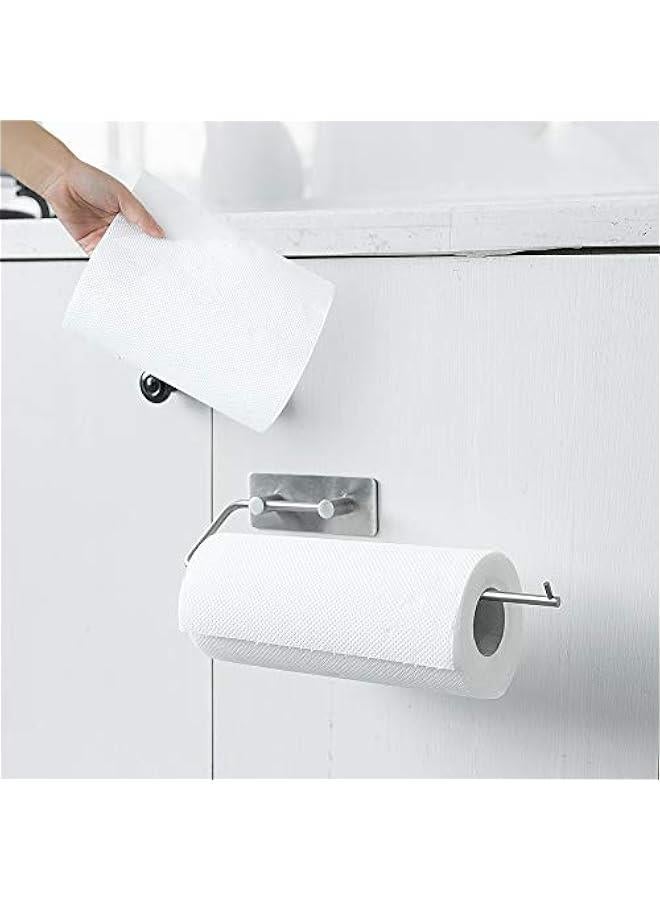 Paper Towel Holder Wall Mount - 3M Adhesive Paper Towel Rack Dispenser Under Cabinet, No Drilling and Screws for Easy Install, Great for Kitchen, Bathroom (11.8 x 3.3) (Silver) - Image 4