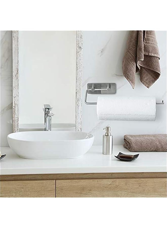 Paper Towel Holder Wall Mount - 3M Adhesive Paper Towel Rack Dispenser Under Cabinet, No Drilling and Screws for Easy Install, Great for Kitchen, Bathroom (11.8 x 3.3) (Silver) - Image 5