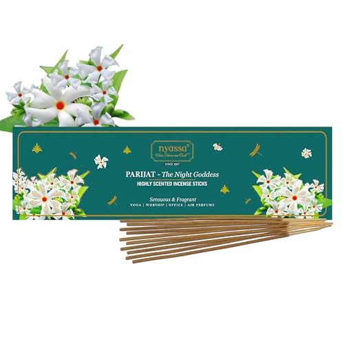Nyassa Parijat Incense - Premium, Hand Dipped, Hand Rolled, Highly Scented Indian Incense Sticks-50 Grams - Image 1