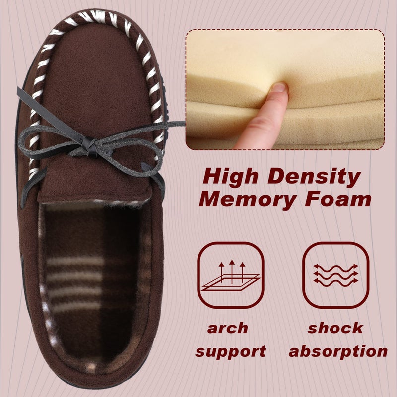 NCCB Boys & Girls Moccasin Memory Foam Winter Nonslip Indoor/Outdoor Slippers Brown 4 - Image 2