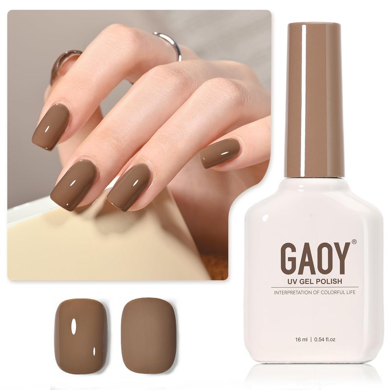 GAOY Brown Gel Nail Polish, 16ml Soak Off Gel Polish, UV Light Cure for Nail Art DIY Manicure at Home, 2077 Chestnut Brownie - Image 1