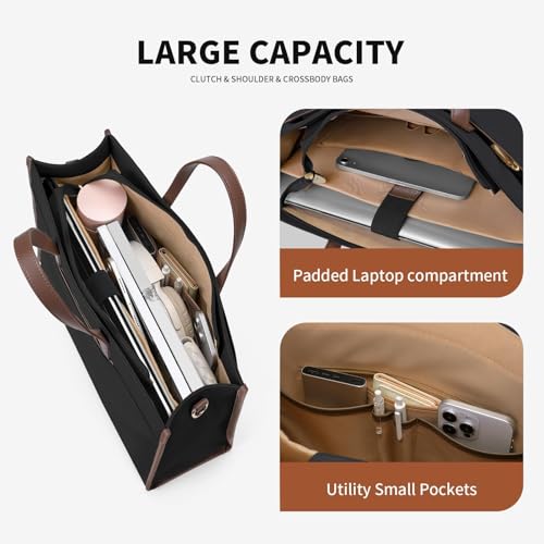 GOLF QUALITY Laptop Tote Bag for Women 15.6" Laptop Messenger Shoulder Bags for Women Business Office Work Bag Briefcase, Black - Image 3