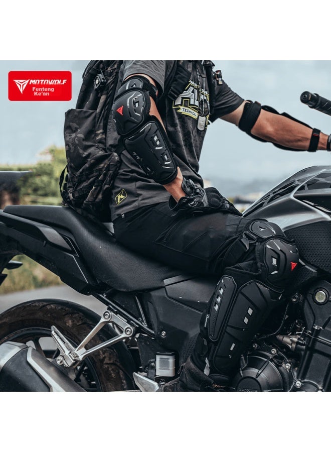 Motowolf معدات حماية دراجة نارية موتوولف، وسادات ركبة وكوع مقاومة للرياح لصيف، حماية من السقوط أثناء ركوب الدراجة النارية، واقيات الساق، معدات راكب مقاومة للرياح لجميع الفصول - Image 1