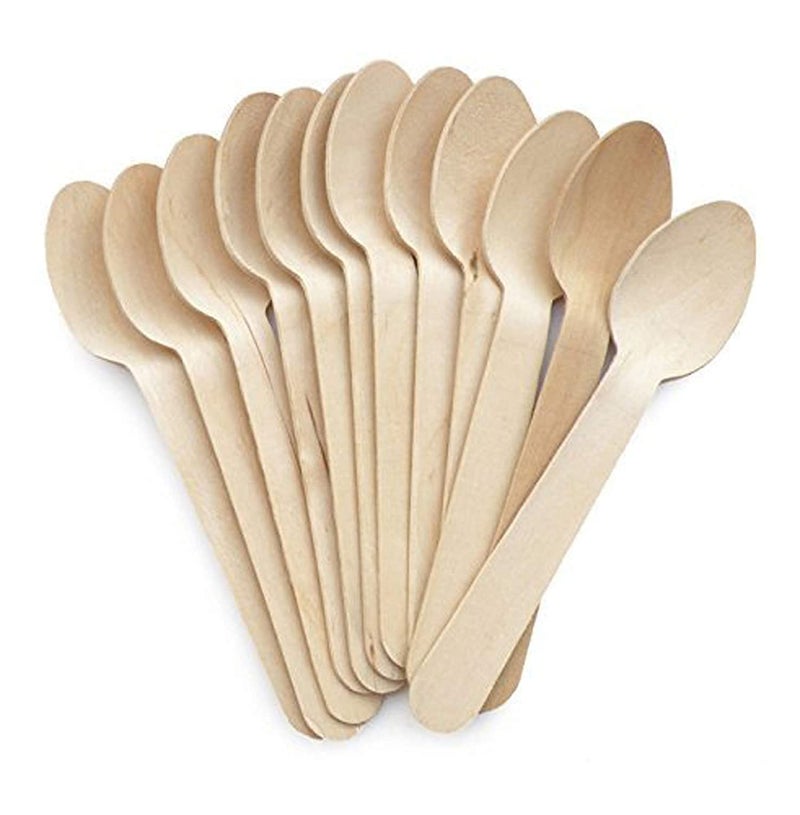Amit Marketing Wooden Areca Leaf Spoon Fork I Biodegradable Disposable Spoon Fork for Food I Compostable Leak Proof Ecofriendly I for Home Use Party Events Beige Pack of 200 Pcs 140 mm - Image 2