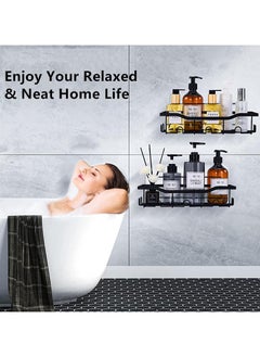 SYOSI 2 Pack Shower Caddy, Shower Shelf Stainless Steel Adhesive Wall Mounted with 14 Hooks, Bathroom Storage Organiser for Bathroom Kitchen, for Bathroom & Kitchen Storage  - Image 3