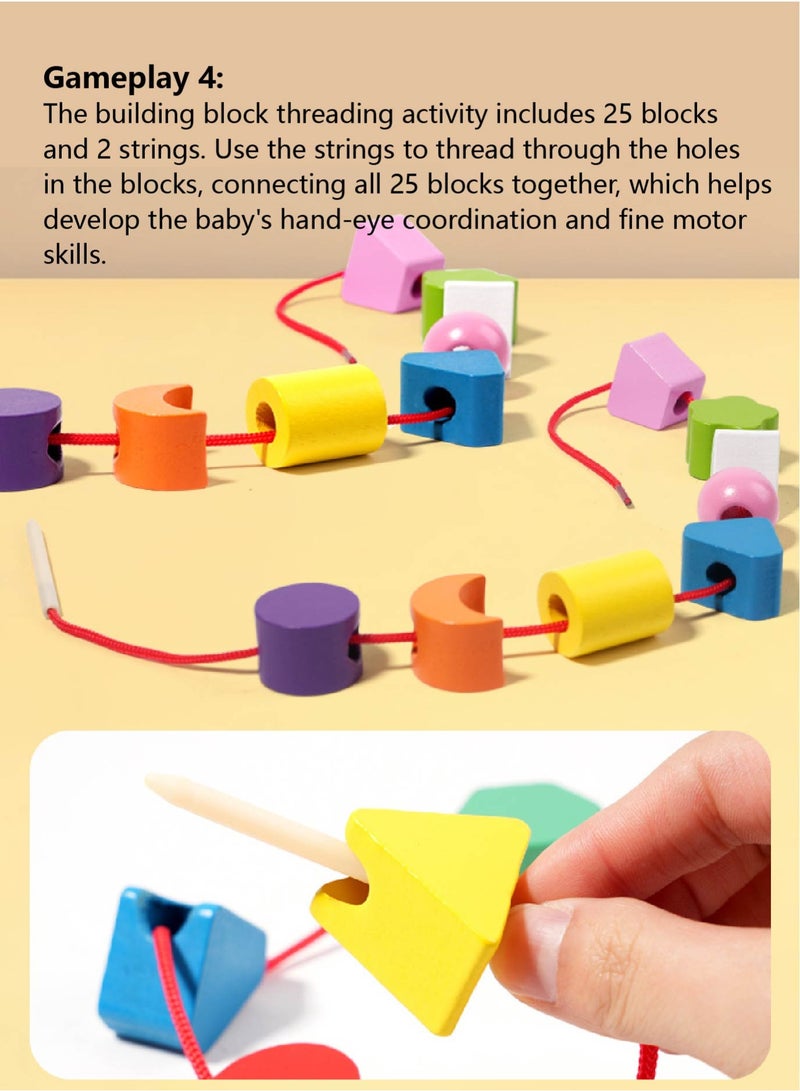 Montessori Wooden Block Set - Shape Sorter & Stacking Toys for Toddlers 1-6 | Educational Learning Toys with Puzzle Cards & Storage Box - Image 5