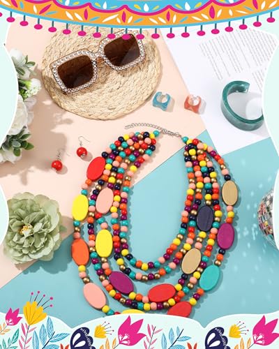 Velmitten Landlady Costume Including Caftan Dress Curly Wig Necklace Earring Sunglasses Rings Hair Clip for Halloween Cosplay Art Deco Waves - Image 3