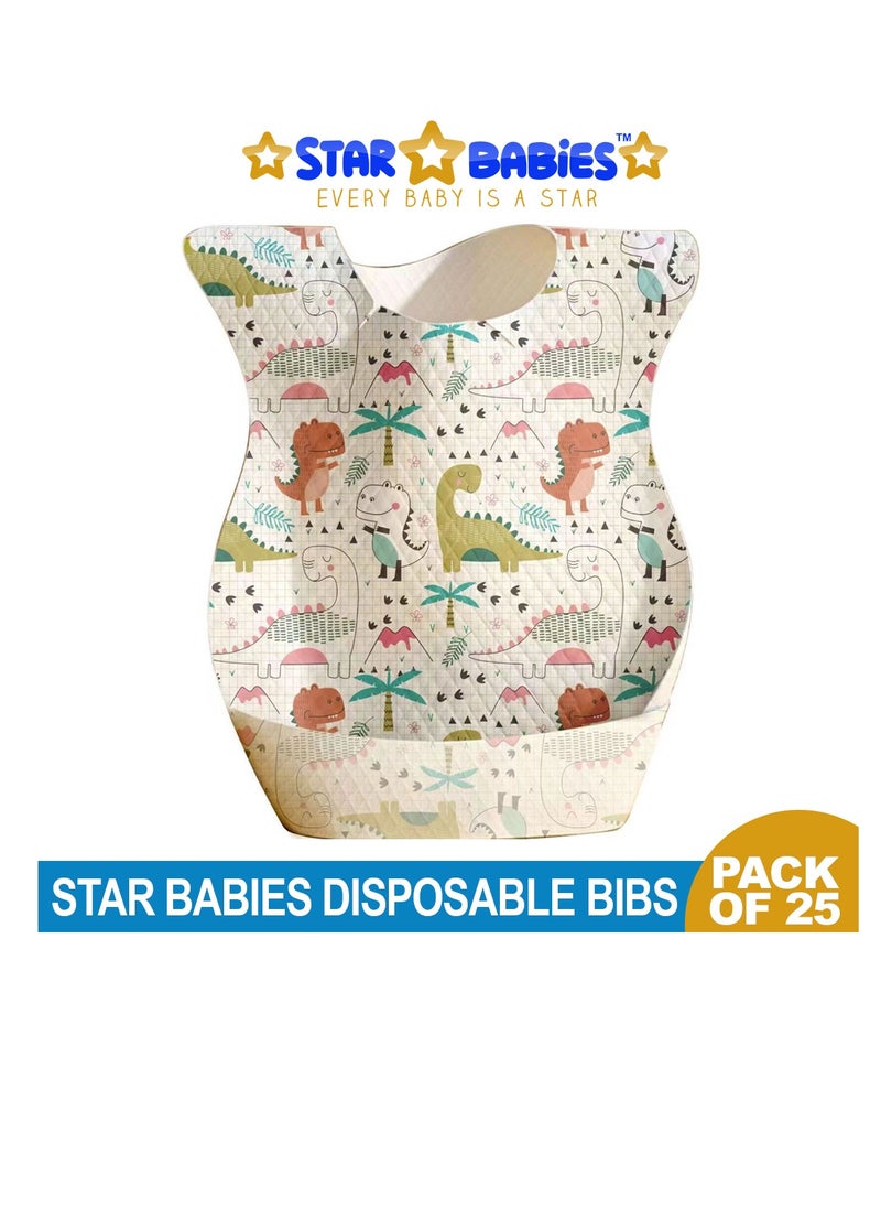 STAR BABiES Star Babies Disposable Bibs -Pack of 25 Dinosaur Print - New  - Image 2